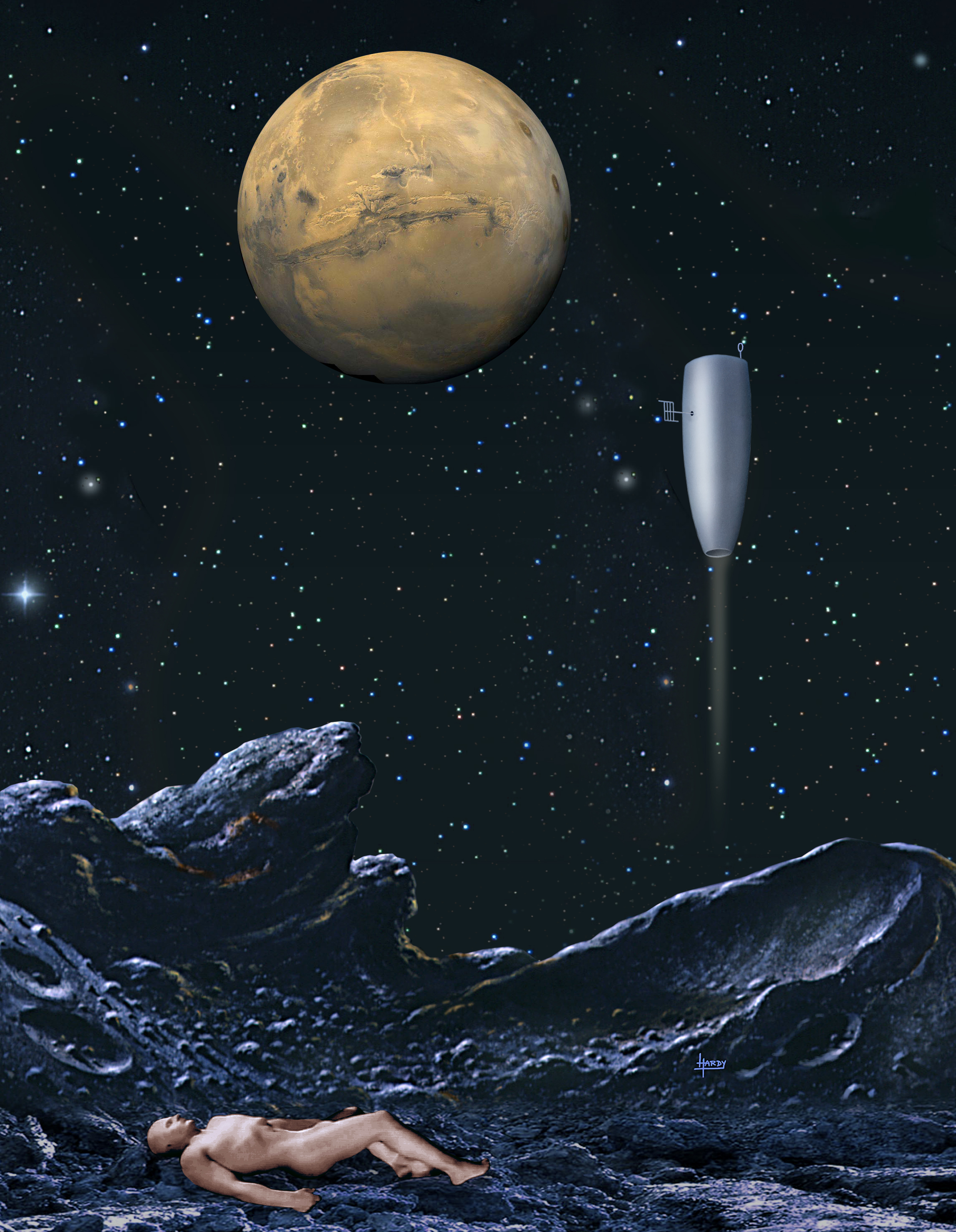 Dead Person on a Martian Moon (Computer Collage, Torsten Slama, 2006)